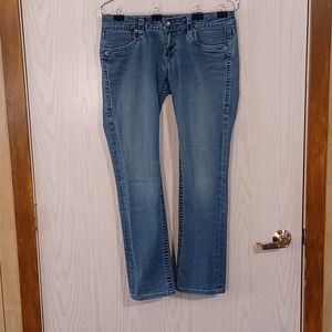Rock Revival Gia Jeans Size 30 Low-Rise Distressed Thin Stretch Denim Light Wash